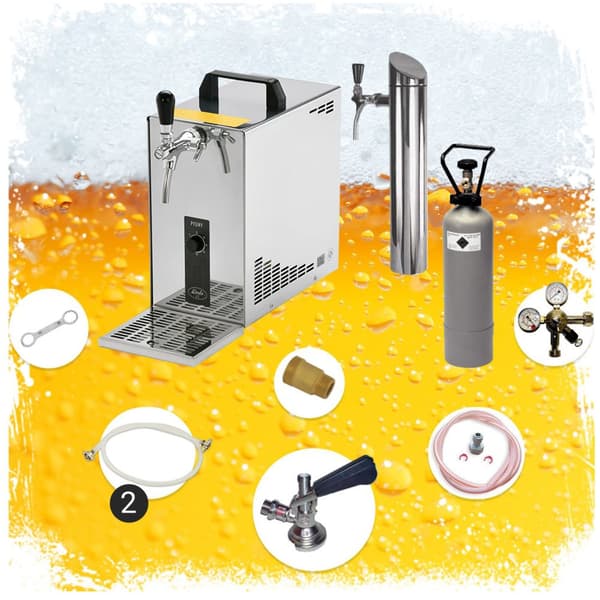Underräknare komplett set Öltapp, öldispenser, ölmaskin, ölautomat PYGMY 25 1-sidigt torrkylare, 35 liter / h, inkl dispenser, Green LIne, KEG:Type G