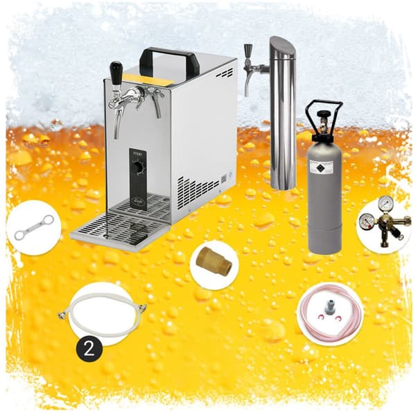 Underräknare komplett set Öltapp, öldispenser, ölmaskin PYGMY 25 1-sidigt torrkylare, 35 liter / h, inkl dispenser, Green LIne, KEG:5 liters adapter