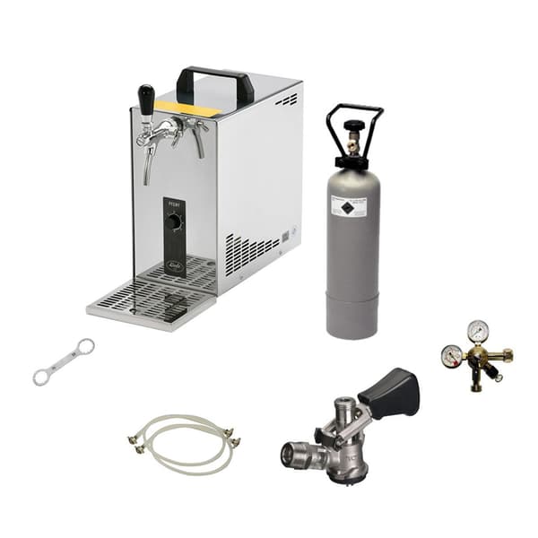Öltapp, öldispenser, ölmaskin, ölautomat, ölkylare PYGMY 25, en linje torr kylare, 35 liter/h -Bierkoffer, waterchiller, Green Line, KEG:NC Adapter