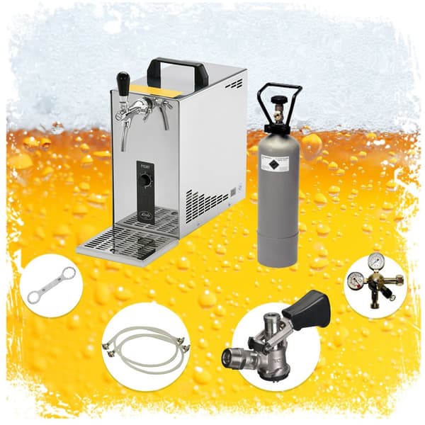 Öltapp, öldispenser, ölmaskin, ölautomat, ölkylare PYGMY 25, en linje torr kylare, 35 liter/h -Bierkoffer, waterchiller, Green Line, KEG:NC Adapter
