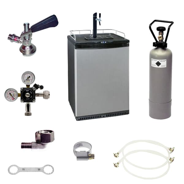Komplet sæt - Fadølsanlæg, Øldispenser, Fadølsbar, Kegerator (ølbar) - inkl. tappetårn og fadølshaner med flowstyring, KEG:Type A