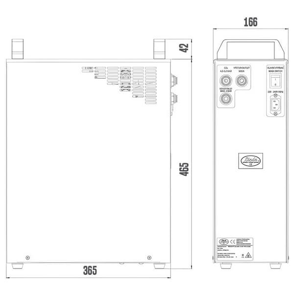 Kolsyremaskin, Vattendispenser - Externer Karbonator 200L