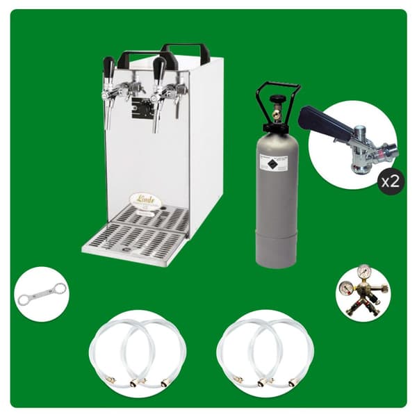 Täydellinen setti - Oluthana - kosketa 40 kaksilinjaista kuivajäähdytin, jäähdytin 50 litraa/h, KEG 2: Type A, KEG: KeyKeg