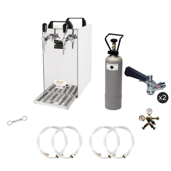 Täydellinen setti - Oluthana - kosketa 40 kaksilinjaista kuivajäähdytin, jäähdytin 50 litraa/h, KEG: Type D, KEG 2: KeyKeg