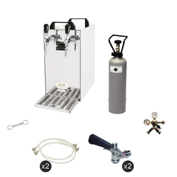 Täydellinen setti - Oluthana - kosketa 40 kaksilinjaista kuivajäähdytin, jäähdytin 50 litraa/h, KEG: Type D, KEG 2: KeyKeg