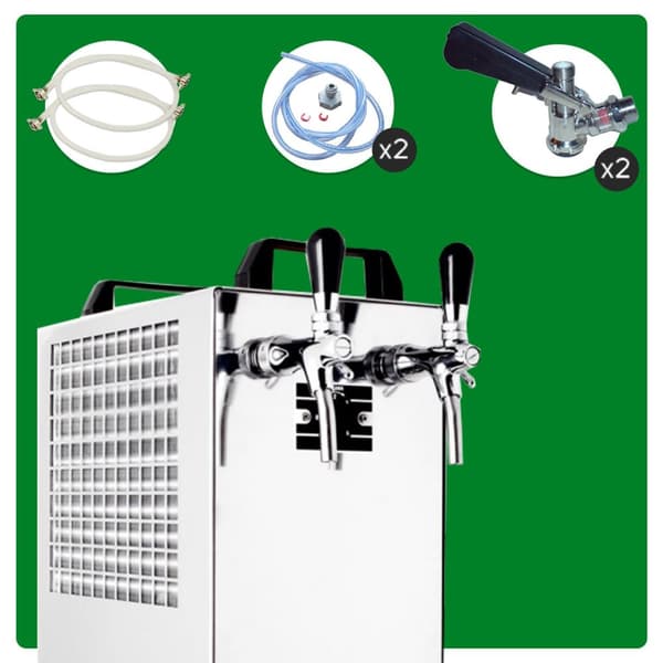 Öltapp, öldispenser, ölmaskin Kontakt 40/K 2-linjers torrkylningsenhet av stål, 50 liter/h, med membranpump, Green Line, KEG:KeyKeg, KEG 2:KeyKeg