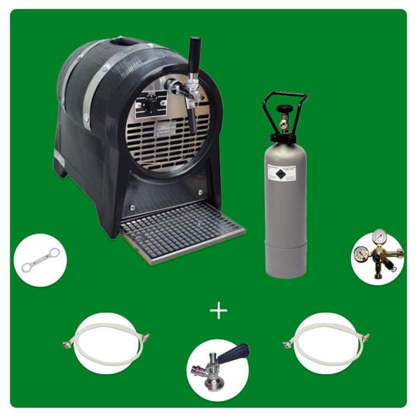 Komplet sæt Fadølsanlæg, Øldispenser, Øl Køledispenser, Øl dispenser keg 1 linje, 60 liter/h med dekorative ringe, tør køleindretning, KEG:Type A