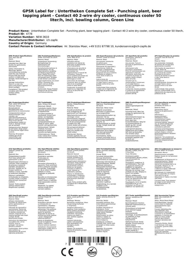 Oluthana Kontakt 40 2-puolinen kuivajäähdytin, jatkuva jäähdytin 50 litraa / h, sis. Annostelija, Green Line, KEG: ilman, KEG 2: ilman
