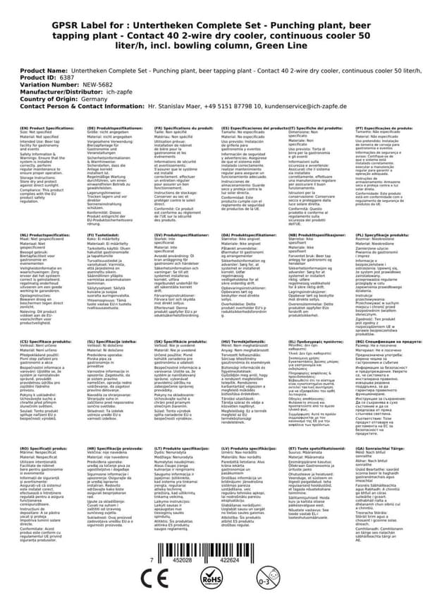 Oluthanan Kontakt 40 2-puolinen kuivajäähdytin, jatkuva jäähdytin 50 litraa / h, sis. Annostelija, Green Line, KEG 2: Type A, KEG: KeyKeg