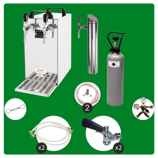 Öltapp- kontakt 40 2-sidigt torrkylare, kontinuerlig kylare 50 liter / h, inkl. Dispenserspelare, Green Line, KEG 2:utan, KEG:KeyKeg