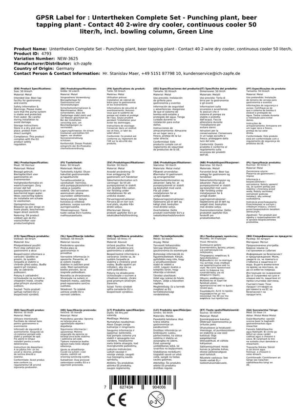 Oluthanan Kontakt 40 2-puolinen kuivajäähdytin, jatkuva jäähdytin 50 litraa / h, sis. Annostelija, Green Line, KEG 2:NC-sovitin, KEG:KeyKeg