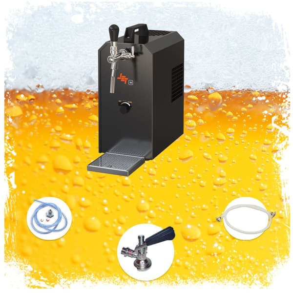 Täydellinen setti - Oluthana - JET 30K -annostelija ilmapumpulla yksilinjainen kuivajäähdytin, 30 litraa/h, KEG:KeyKeg