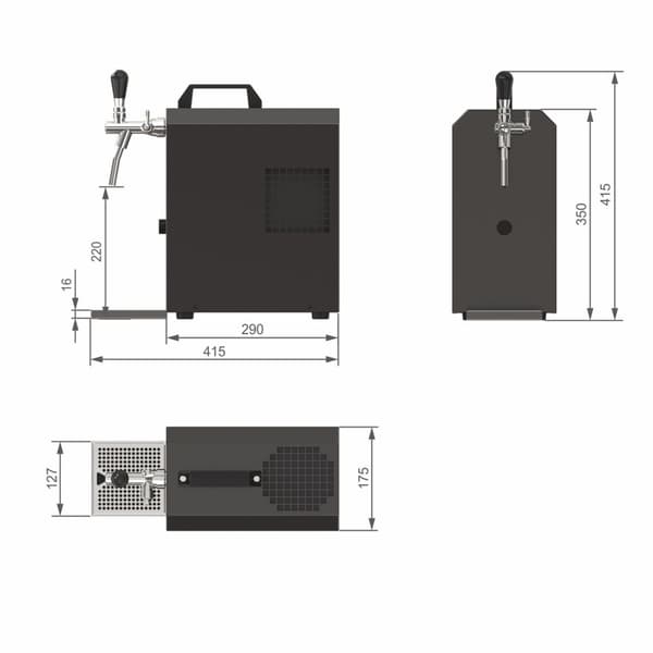 Komplett set under disk - Öltapp JET 30 en linje torr kylare, 35 liter/h -Bierkoffer, KEG:KeyKeg