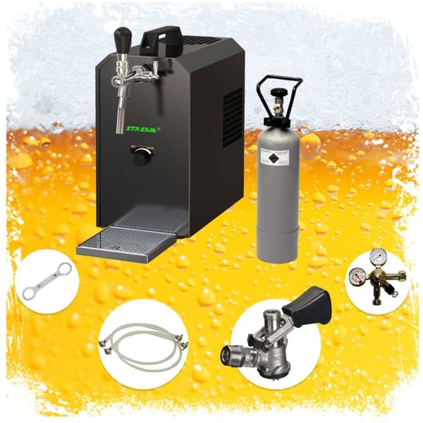 Täydellinen setti Oluthana STREAM 50 olutkasetti, virtausjäähdytin 1 rivin kuivajäähdytin, KEG:KeyKeg