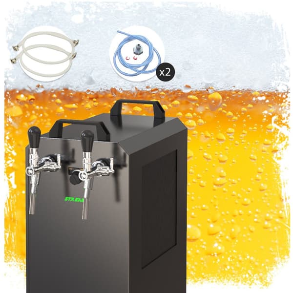 Täydellinen setti - Oluthana STREAM 80K ilmapumpulla, olutpussi, läpivirtausjäähdytin, 2-linjainen kuivajäähdytin, KEG 2: Type D, KEG: KeyKeg