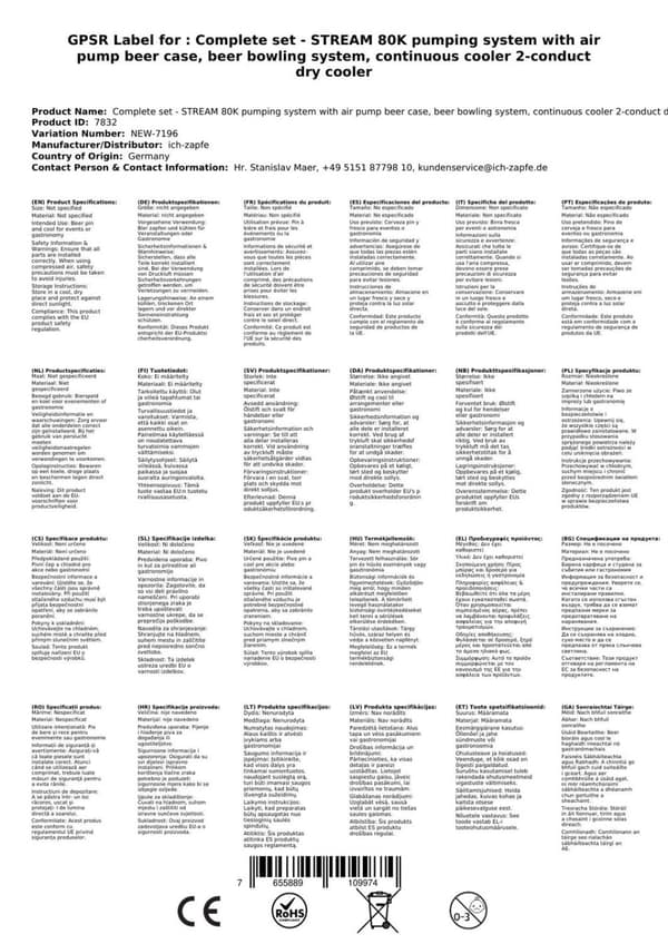 Oluthana - STREAM 80K olutkotelo, läpivirtausjäähdytin, 2-rivinen kuivajäähdytin, KEG: Type A, KEG 2: Type A