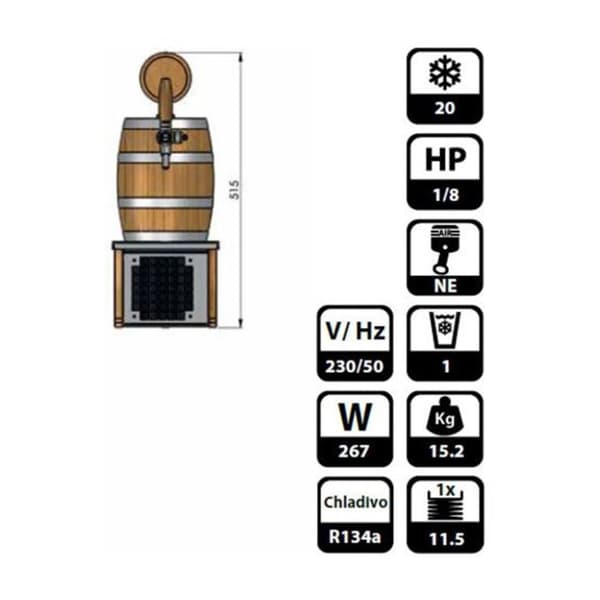 Öltapp, öldispenser, ölmaskin, ölautomat, ölkylare, öltappingssystem Soudek, 1/8 hk, torka kylanordning, öl svalare, en linje, 20 liter/timme