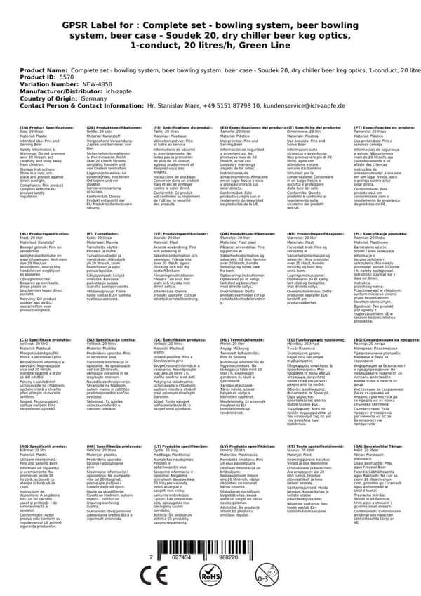 Soudek, 1/8 hv, kuivajäähdytin, oluenjäähdytin, Oluthana, yksi linja, 20 litraa/tunti, KEG: Type A