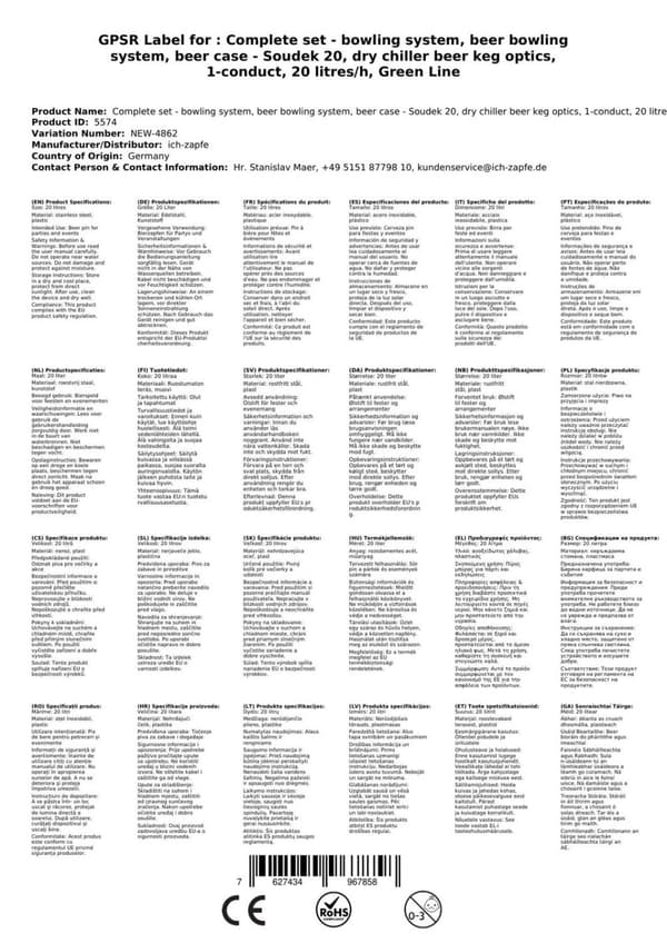 Soudek, 1/8 hv, kuivajäähdytin, oluenjäähdytin, Oluthana, yksi linja, 20 litraa/tunti, KEG: Type G