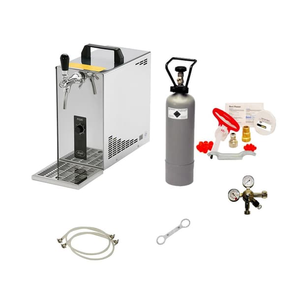 Öltapp, Öltappingssystem, PYGMY 25, en linje torr kylare, 35 liter/h -Bierkoffer, waterchiller, Rengöringssats för kran och kagge, KEG:NC Adapter