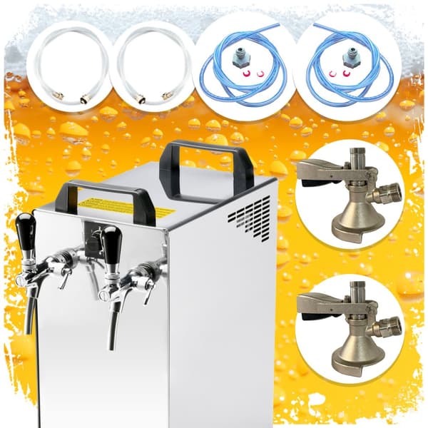 Komplet sæt fadølsanlæg kontakt 40 / K 2 linjer, 50 liter/h rustfrit stål, med membranpumpe, øl tryk, KEG:5 liters adapter, KEG 2:uden