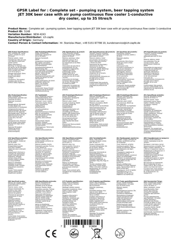 Täydellinen setti - Oluthana - JET 30K -annostelija ilmapumpulla yksilinjainen kuivajäähdytin, 30 litraa/h, KEG: Type S