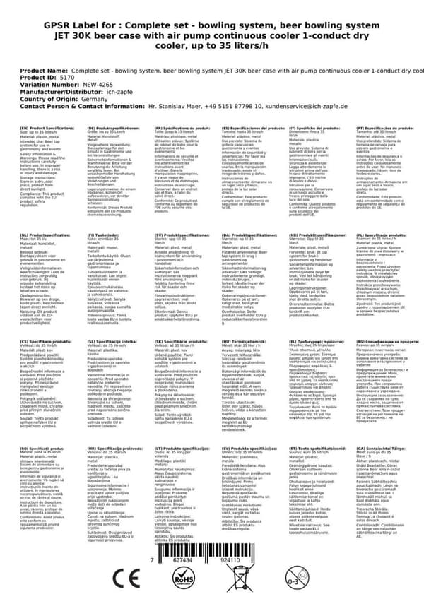 Oluthana - JET 30K -annostelija ilmapumpulla yksilinjainen kuivajäähdytin, 30 litraa/h, KEG: Type S
