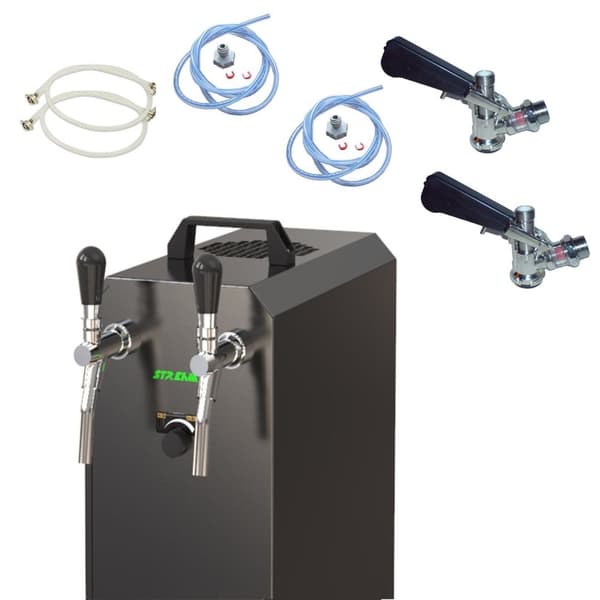 Oluthana STREAM 50K ilmapumpulla olutkorilla, virtausjäähdytin 2-johtoinen kuivajäähdytin, jopa 55 l/h BLACK EDITION,KEG:5 litran sovitin,KEG 2:ilman