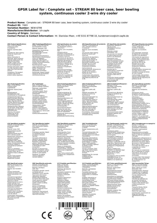 Täydellinen setti - Oluthana - STREAM 80 olutkasetti, virtausjäähdytin 2-linjainen kuivajäähdytin, KEG: Type G, KEG 2: Type M