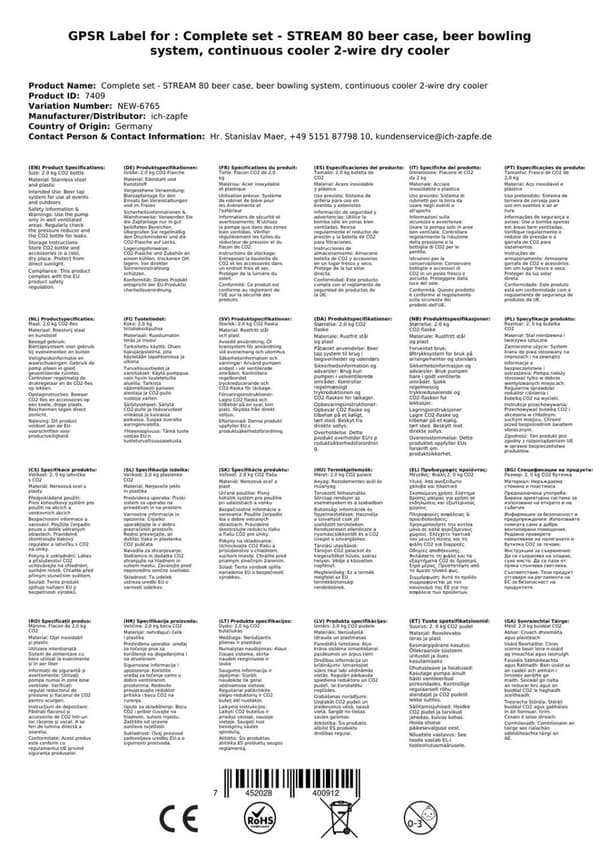 Täydellinen setti - Oluthana - STREAM 80 olutkasetti, virtausjäähdytin 2-linjainen kuivajäähdytin, KEG: Type A, KEG 2: Type G