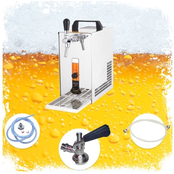 Öltapp, öldispenser, ölmaskin PYGMY 20/K, med membranpump en linje torr kylanordning gjord av rostfritt stål, 25 liter/h, Green Line, KEG:Type S