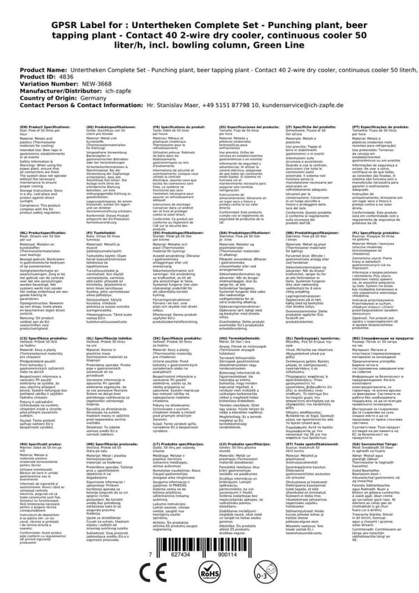 Oluthana Kontakt 40 2-puolinen kuivajäähdytin, jatkuva jäähdytin 50 litraa / h, sis. Annostelija, Green Line, KEG: Type G, KEG 2: Type S