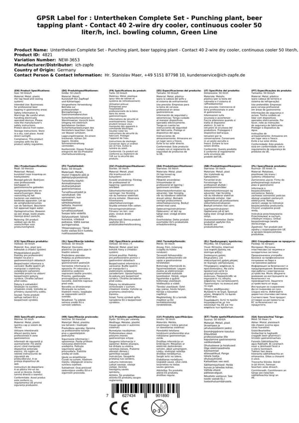 Oluthana Kontakt 40 2-puolinen kuivajäähdytin, jatkuva jäähdytin 50 litraa / h, sis. Annostelija, Green Line, KEG: Type S, KEG 2: Type S