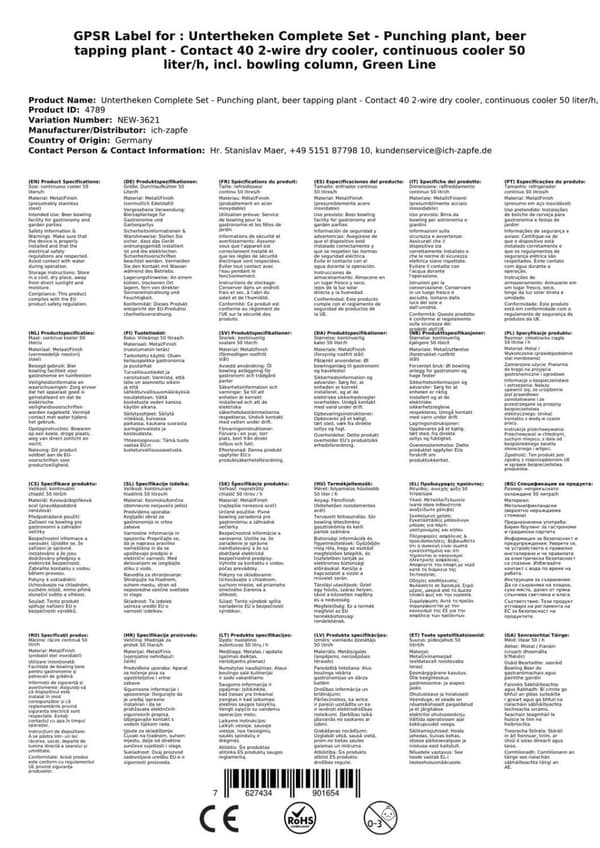 Oluthana Kontakt 40 2-puolinen kuivajäähdytin, jatkuva jäähdytin 50 litraa / h, sis. Annostelija, Green Line, KEG: Type A, KEG 2: Type S