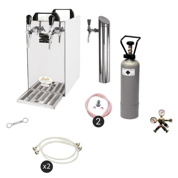 Fadølsanlæg - kontakt 40 2-sidet tør køler, kontinuerlig køler 50 liter/h, inkl. Dispensersøjle, Green Line, KEG 2:5 liters adapter, KEG:NC adapter