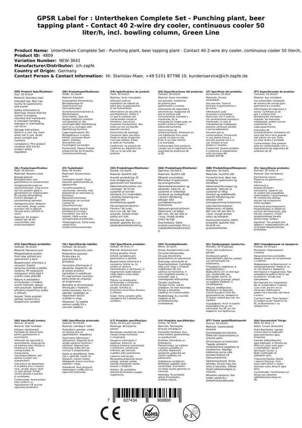 Oluthana Kontakt 40 2-puolinen kuivajäähdytin, jatkuva jäähdytin 50 litraa / h, sis. Annostelija, Green Line, KEG:ilman, KEG 2:Type G