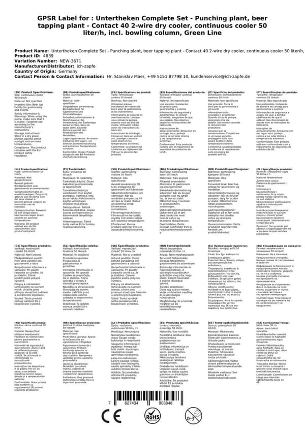 Oluthana Kontakt 40 2-puolinen kuivajäähdytin, jatkuva jäähdytin 50 litraa / h, sis. Annostelija, Green Line, KEG: Type S, KEG 2: Type M