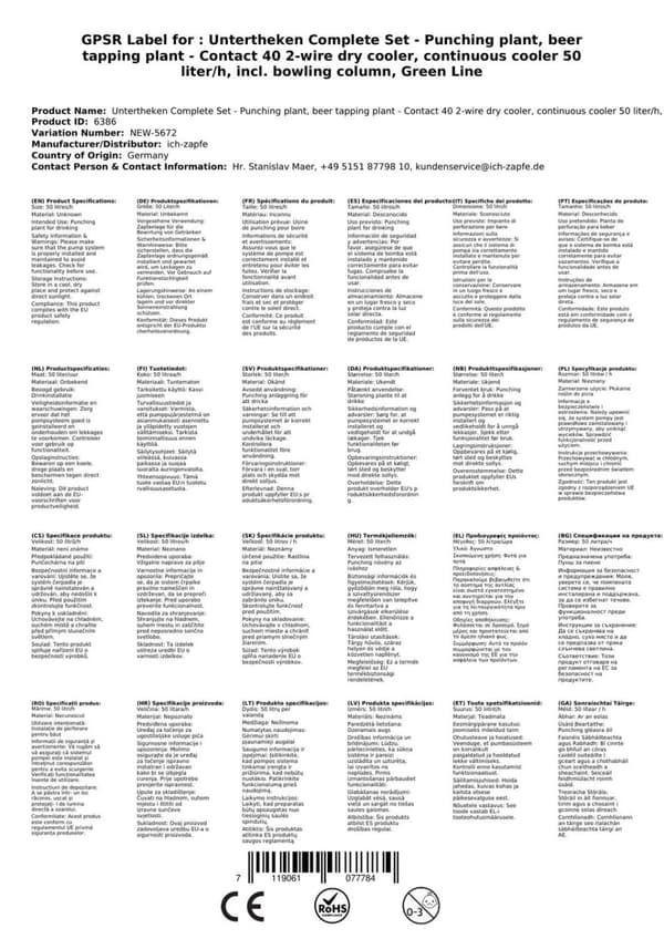 Oluthana Kontakt 40 2-puolinen kuivajäähdytin, jatkuva jäähdytin 50 litraa / h, sis. Annostelija, Green Line, KEG: Type G, KEG 2: Type A