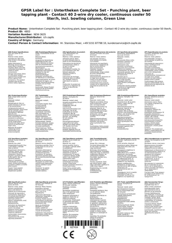 Oluthana Kontakt 40 2-puolinen kuivajäähdytin, jatkuva jäähdytin 50 litraa / h, sis. Annostelija, Green Line, KEG: Type M, KEG 2: Type A