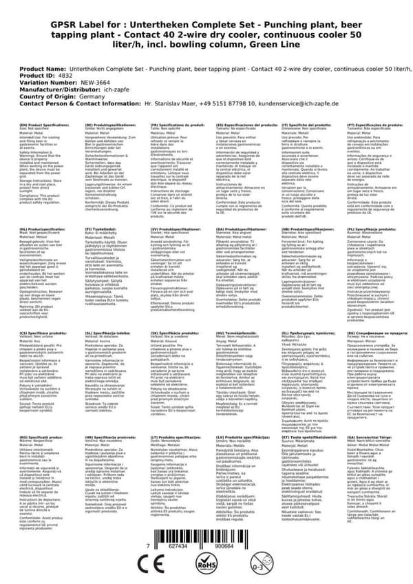 Oluthana Kontakt 40 2-puolinen kuivajäähdytin, jatkuva jäähdytin 50 litraa / h, sis. Annostelija, Green Line, KEG: Type D, KEG 2: Type A