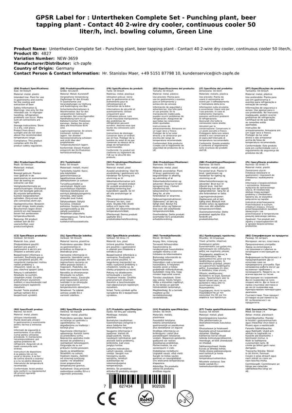 Oluthana Kontakt 40 2-puolinen kuivajäähdytin, jatkuva jäähdytin 50 litraa / h, sis. Annostelija, Green Line, KEG: Type M, KEG 2: Type G