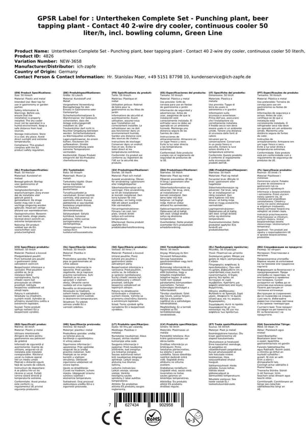 Oluthana Kontakt 40 2-puolinen kuivajäähdytin, jatkuva jäähdytin 50 litraa / h, sis. Annostelija, Green Line, KEG: Type A, KEG 2:5 litran sovitin