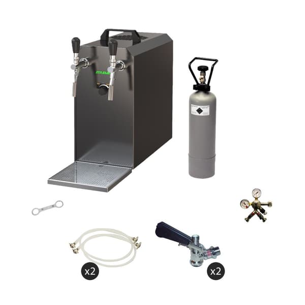 Komplet sæt - fadølsanlæg - Stream 50 2 linjer tør køler, spil køler 50 liter/h, KEG:Type A, KEG 2:Type M