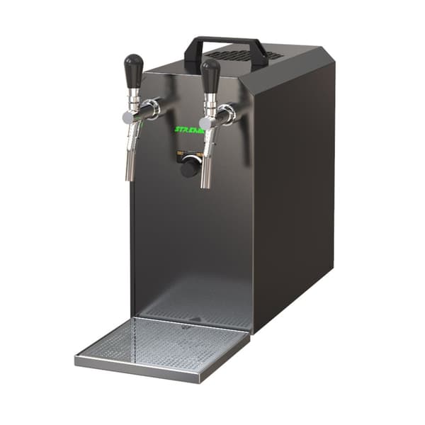 fadølsanlæg STREAM 50 ølkasse, gennemstrømningskøler, 2-linjers tørkøler, op til 55 liter/h - BLACK EDITION, KEG 2:Typ G, KEG:NC adapter