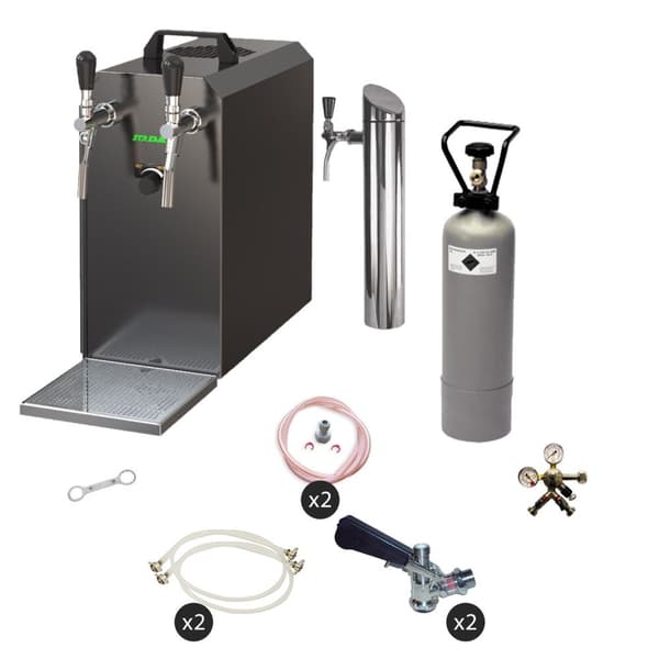fadølsanlæg STREAM 50 ølkasse, gennemstrømningskøler, 2-linjers tørkøler, op til 55 liter/h - BLACK EDITION, KEG 2:Typ G, KEG:NC adapter
