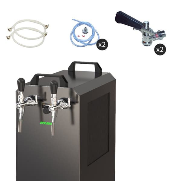 Komplett set - Öltapp STREAM 80K med luftpump, ölväska, genomströmningskylare, 2-linjers torrkylare, KEG:NC Adapter, KEG 2:NC Adapter