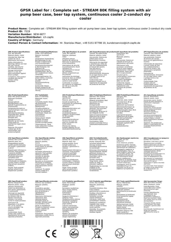 Täydellinen setti - Oluthana STREAM 80K ilmapumpulla, olutpussi, läpivirtausjäähdytin, 2-linjainen kuivajäähdytin, KEG: Type A, KEG 2: Type A