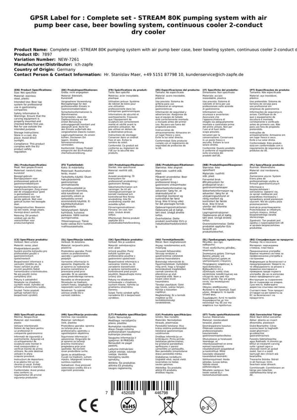 Oluthana - STREAM 80K olutpussi, läpivirtausjäähdytin, 2-rivinen kuivajäähdytin, KEG 2:Type A, KEG:NC-sovitin