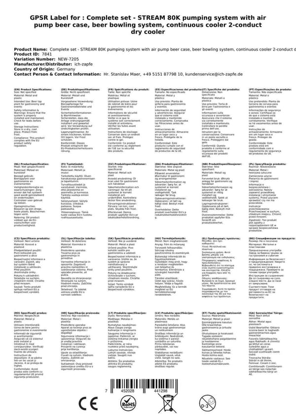 Oluthana - STREAM 80K olutpussi, läpivirtausjäähdytin, 2-rivinen kuivajäähdytin, KEG:ilman, KEG 2:ilman