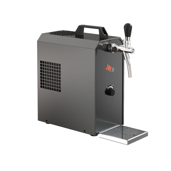 Komplett set - Öltapp, öl resväska waterchiller JET 30 en linje torr kylare, 35 liter/h -Bierkoffer, Fällbart öltält med trätunna, KEG:NC Adapter